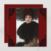 Victoriaans vrouw winterscène portret  (Voorkant / Achterkant)