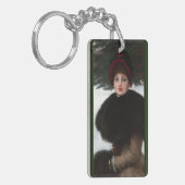 Victoriaans vrouw winterscène portret sleutelhanger (Voorkant Links)