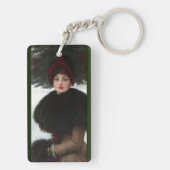 Victoriaans vrouw winterscène portret sleutelhanger (achterkant)