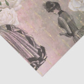 Victoriaans vrouwen en Rozen op de roze ontkoppeli Tissuepapier (Detail)