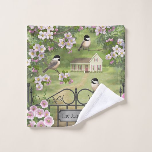 Victoriaans waterhouse Chickadees Flowers Bad Handdoek (Wasdoekje)