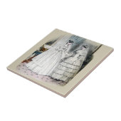 Victoriaans weduwnaar twee vrouwen tegeltje (Zijkant)