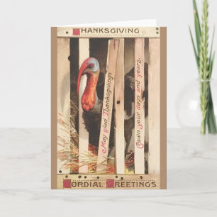 Victoriaans Wenskaart Thanksgiving Turkije Feestdagen Kaart