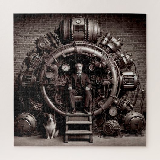 Victoriaans Wetenschapper ~ Steampunk Tijdmachine Legpuzzel (Verticaal)