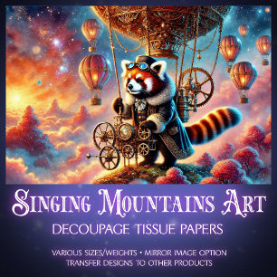 Victoriaans Whimsy Red Panda Journey Decoupage Tissuepapier