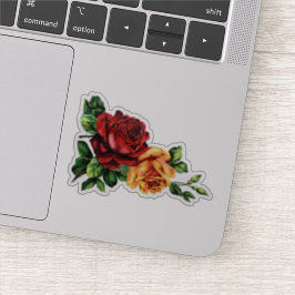 Victoriaans wijnrode en goudgele rozen sticker