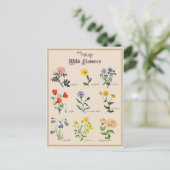  Victoriaans Wilde Bloem Floral Briefkaart (Staand voorkant)