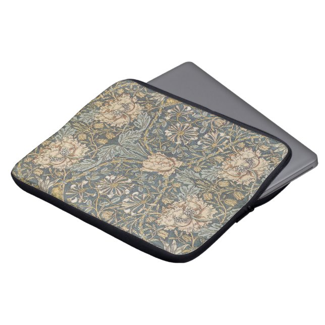 Victoriaans William Morris Floral Textile Pattern Laptop Sleeve (Voorkant top)