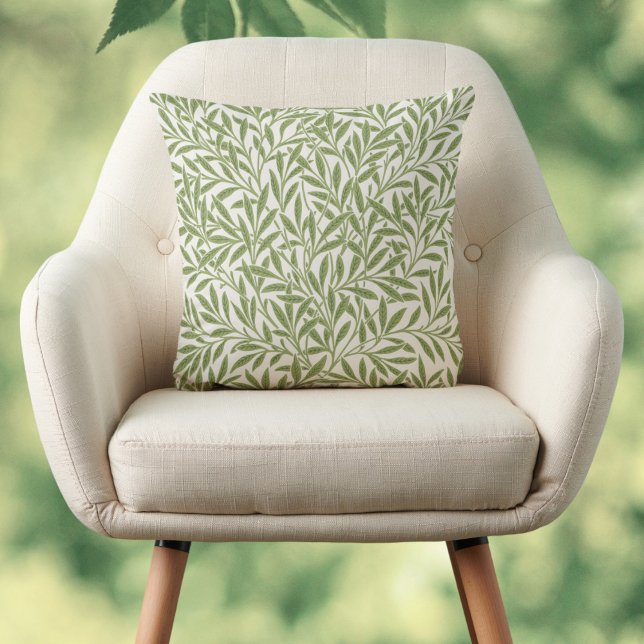  Victoriaans Willow Leaves door William Morris Kussen (Victorian Willow Leaves Pattern by William Morris Throw Pillow)