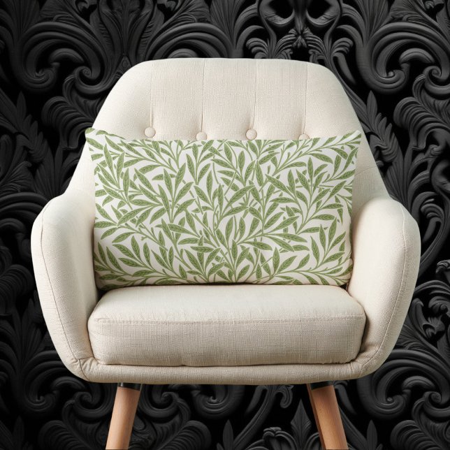 Victoriaans Willow Leaves door William Morris Kussen (Vintage Victorian Willow Leaves by William Morris Lumbar Pillow)
