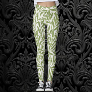 Victoriaans Willow Leaves door William Morris Leggings