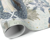 Victoriaans Winter Blues Vignet Cadeaupapier (Rol Hoek)