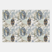 Victoriaans Winter Blues Vignet Inpakpapier Vel (Voorkant)