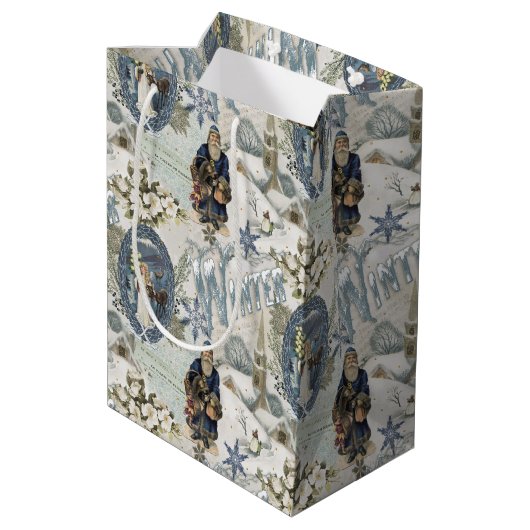 Victoriaans Winter Blues Vignet Medium Cadeauzakje (Achterkant Gekanteld)