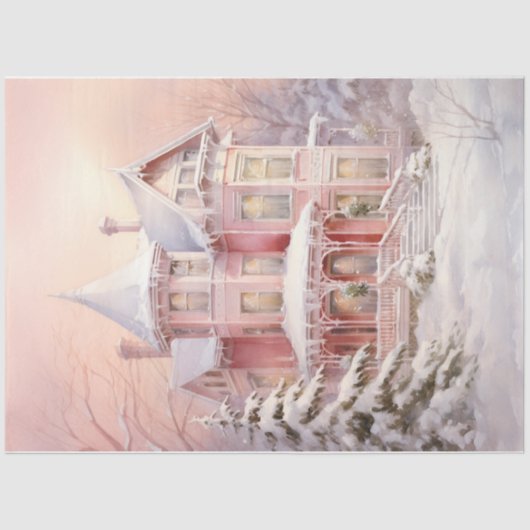 Victoriaans winterhuis tissuepapier (Voorkant)