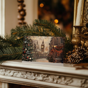 Victoriaans winterkerst in Londen Feestdagenkaart