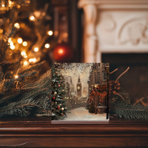 Victoriaans winterkerst in Londen Feestdagenkaart