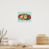 Victoriaans witte duif en liefdesbericht poster (Keuken)