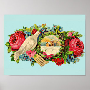 Victoriaans witte duif en liefdesbericht poster