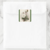 Victoriaans witte rozen groen vierkante sticker (Tas)