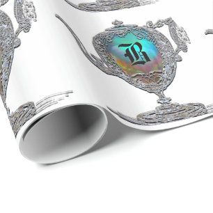 Victoriaans witte teapot monogram cadeaupapier