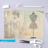 Victoriaans Woman Dressmaker Decoupage Tissuepapier (Craft)