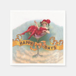 Victoriaans Woman Red Champagne Happy Servet