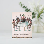 Victoriaans Wooden Doll Plum Pudding Briefkaart (Staand voorkant)