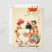  Victoriaans Wooden Dolls Plum Pudding Briefkaart (Voorkant / Achterkant)