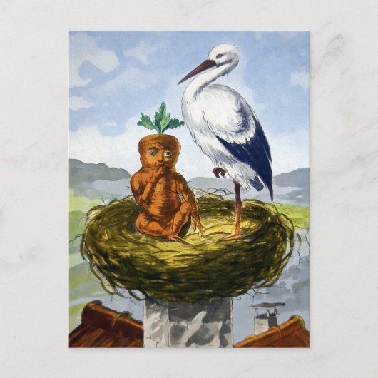 Victoriaans wortelBaby in een nestBriefkaart Briefkaart (Voorkant)