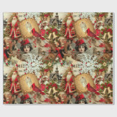 Victoriaans Yuletide Treasures Collage Cadeaupapier (Vlak)