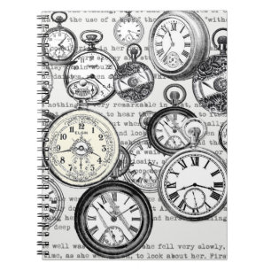 Victoriaans zakhorloge Alice in Wonderland Notitieboek