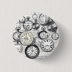 Victoriaans zakhorloge Alice in Wonderland Ronde Button 3,2 Cm