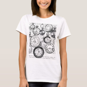 Victoriaans zakhorloge Alice in Wonderland T-shirt