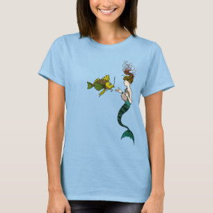 Victoriaans zeemeerminnen en vis t-shirt