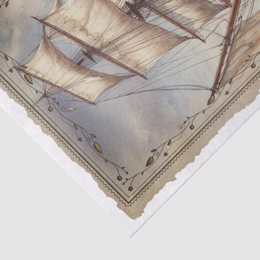 Victoriaans zeilschip decoupage tissuepapier (Detail)