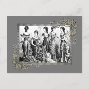 Victoriaans zwarte en witte Modes Briefkaart