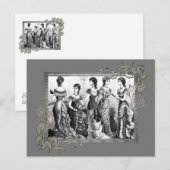 Victoriaans zwarte en witte Modes Briefkaart (Voorkant / Achterkant)