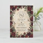 Victoriaans zwarte kant Roos bruiloft Kaart (Staand voorkant)
