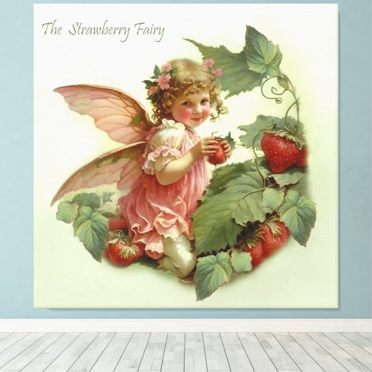 Victoriaanse “Aardbeerenfee” in een weelderige tui Canvas Afdruk (Insitu (Houten vloer))