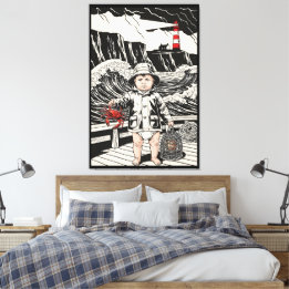 Victoriaanse Baby - Grappige Baby Zee Visser Canvas Afdruk
