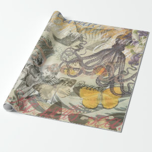Victoriaanse badschone Kraken Vintage Surrealisme Cadeaupapier