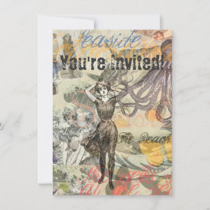 Victoriaanse badschone Kraken Vintage Surrealisme Kaart