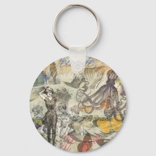 Victoriaanse badschone Kraken Vintage Surrealisme Sleutelhanger