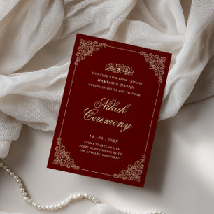 Victoriaanse Barok Goud Bourgondië Rode Nikah-cere Kaart