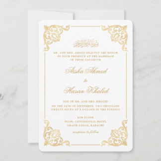 Victoriaanse Barokke Frame Goud Witte Moslim Bruil Kaart