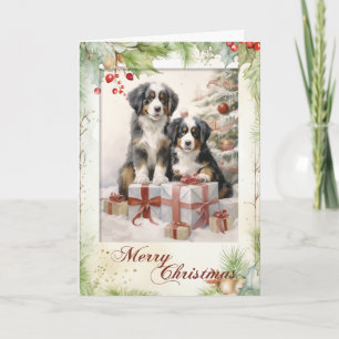 Victoriaanse Berner Sennenhond Kerstmis Feestdagen Kaart