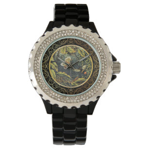 Victoriaanse Bij en Vlinder in Spinnenweb Horloge