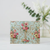 Victoriaanse Bloemen - Ansichtkaart / RSVP / Uitno Aankondigingskaart (Staand voorkant)