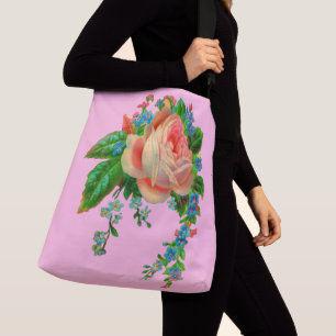 Victoriaanse bloemenprint crossbody tas